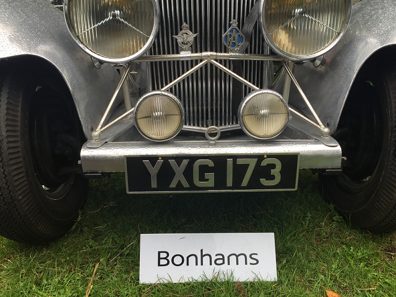 Die Pressed Number Plate on Vintage Car